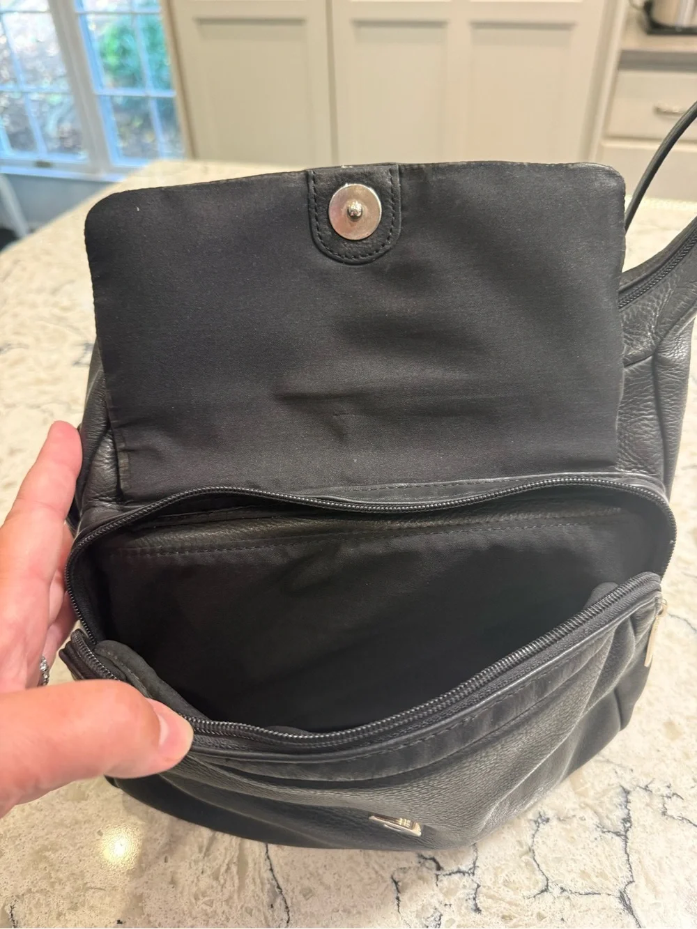 Wilsons Leather Vintage Black Pebbled Leather Hobo Classic Shoulder Bag